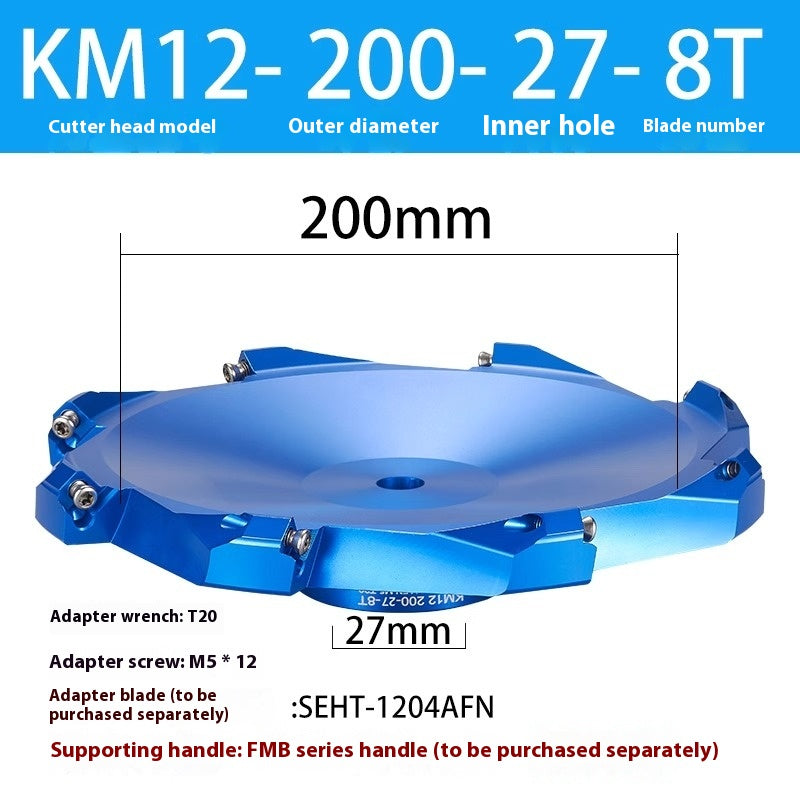 2084-Aluminum cutterhead fast feed flying cutterhead milling cutterhead right angle 45 degree milling cutterhead round nose milling cutterhead 400RKM12 Shandong Denso Pricision Tools Co.,Ltd.